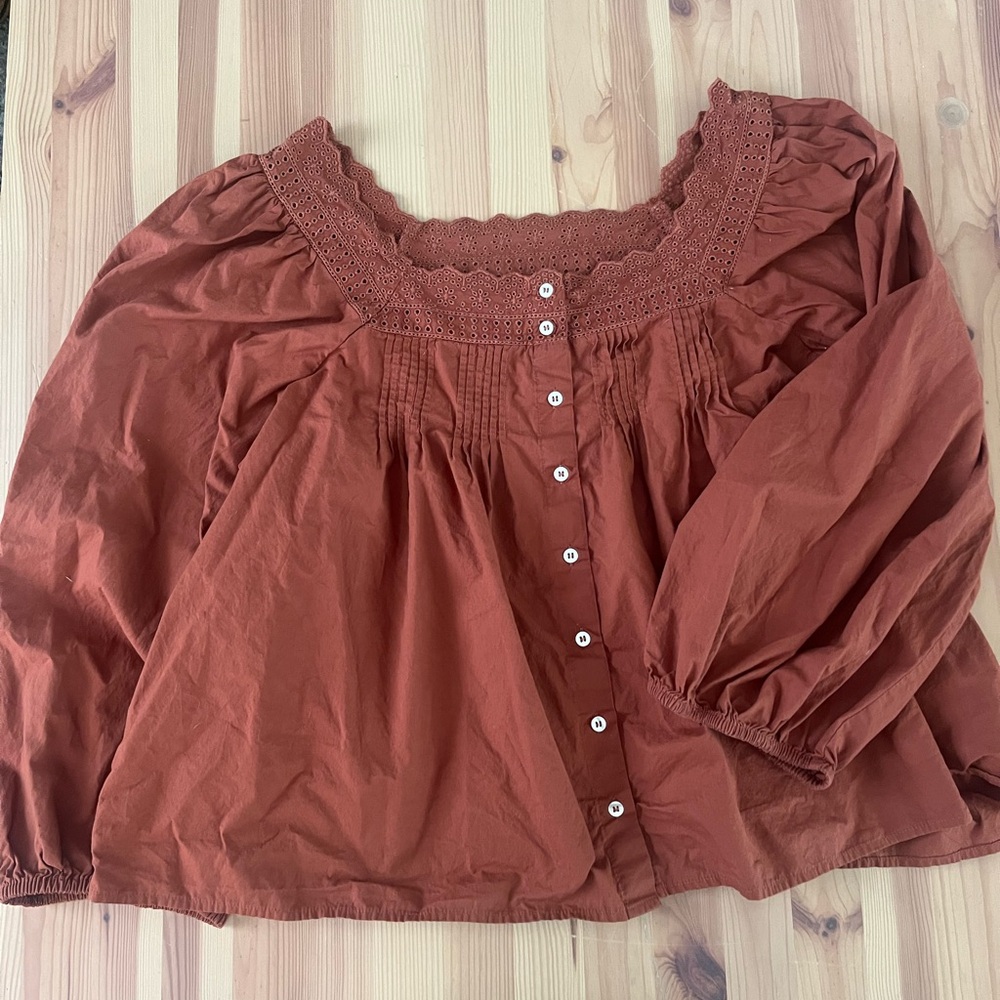 GAP Women's Terracotta Button-Up Blouse